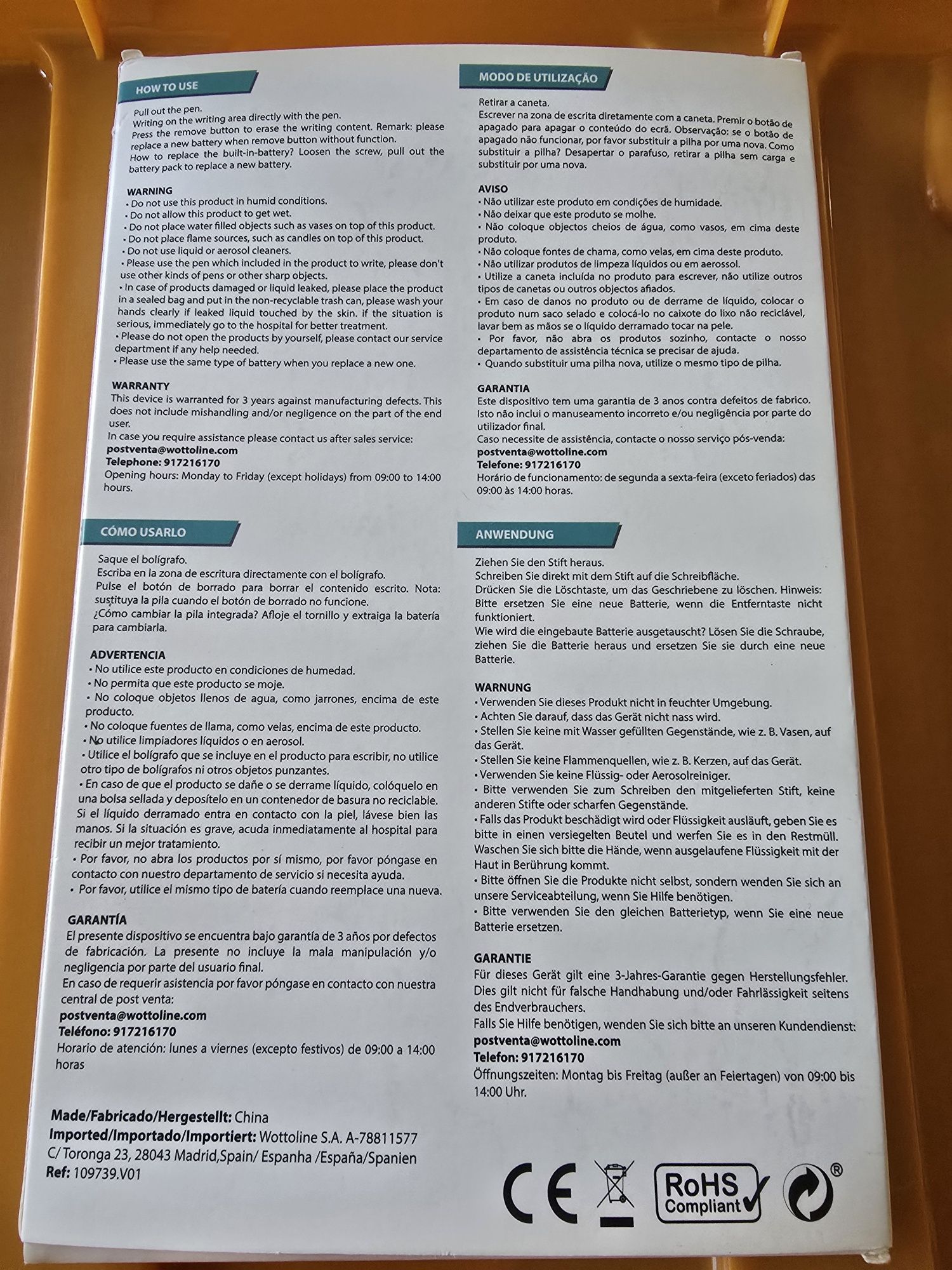 Tablet de escrita 8.5 Polegadas
