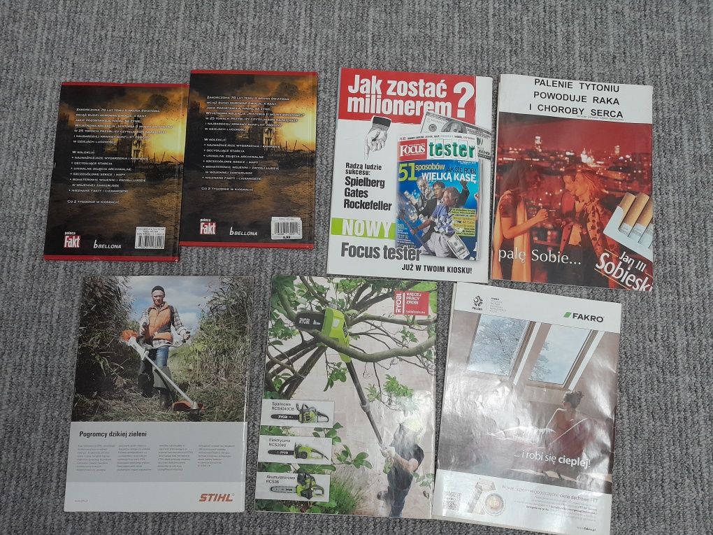 Stare magazyny focus i majster oraz książki historyczne