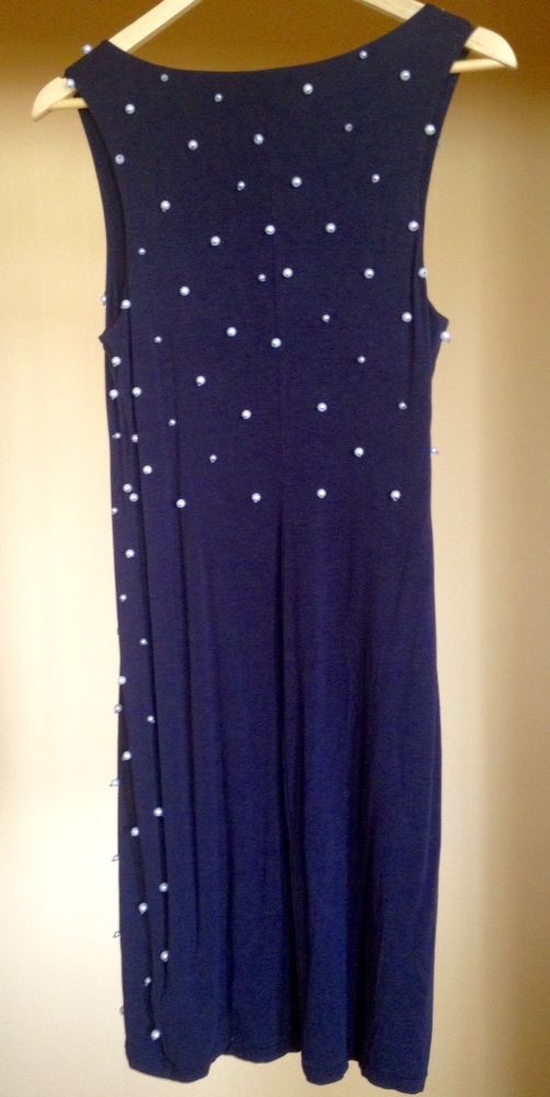 38-42 трикотажное платье с жемчугом сукня М синий 46