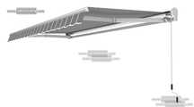 Markiza tarasowa w pół kasecie aluminiowej 495x300 5x3 szara pasy