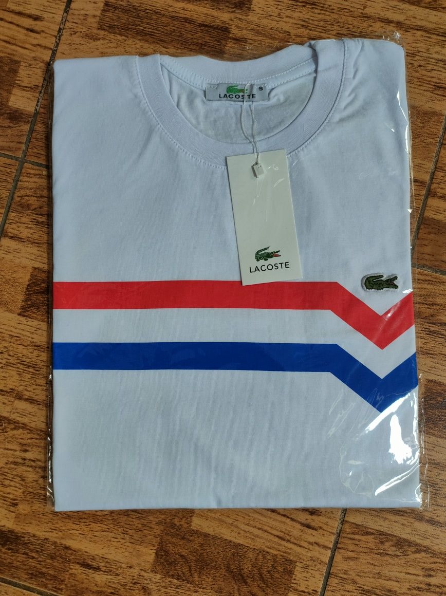 Nowa koszulka Lacoste Tricolor White. Prezent na święta