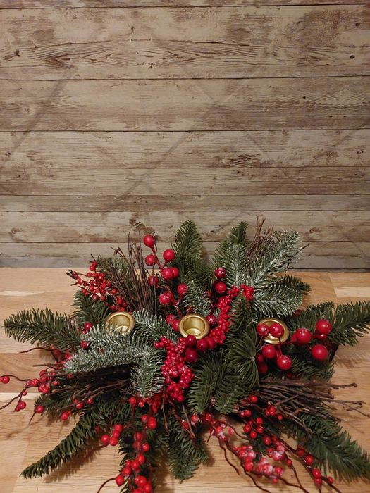 Arranjo natalício com castiçal  para 3 velas