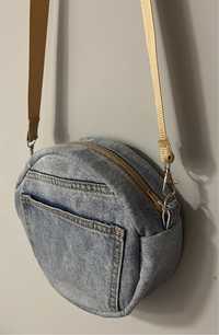 Okrągła jeansowa torebka handmade