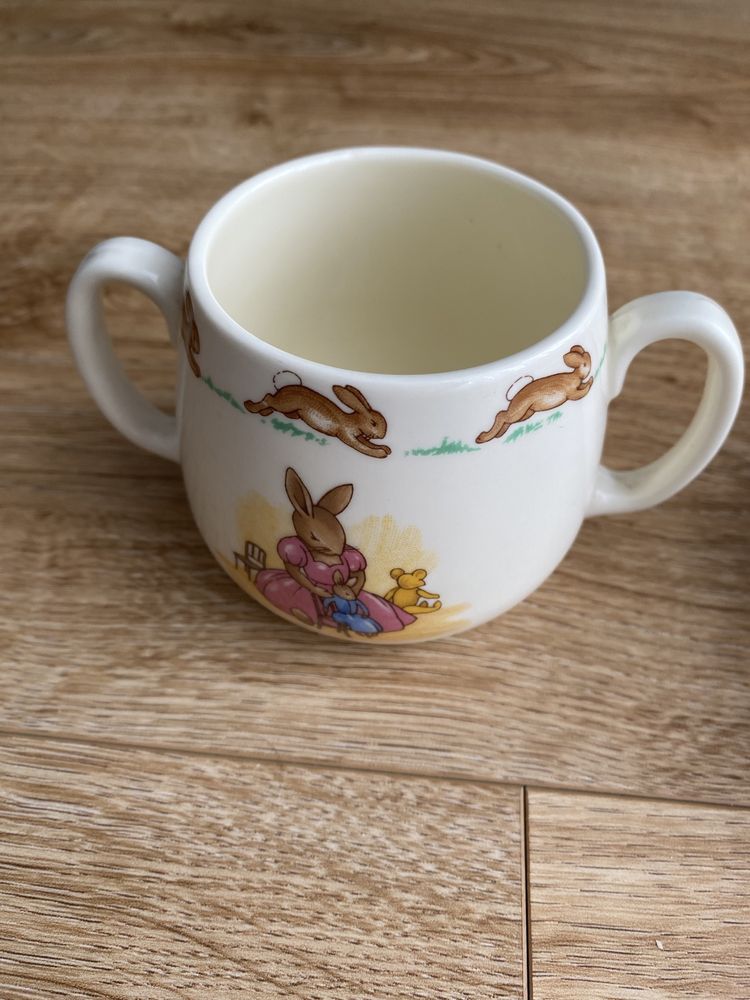 Angielska porcelana Bunnykins miseczka i kubeczek komplet