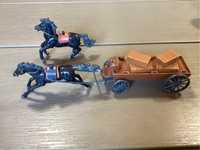 Игрушка  2 лошадки с возом, набор кавбойский