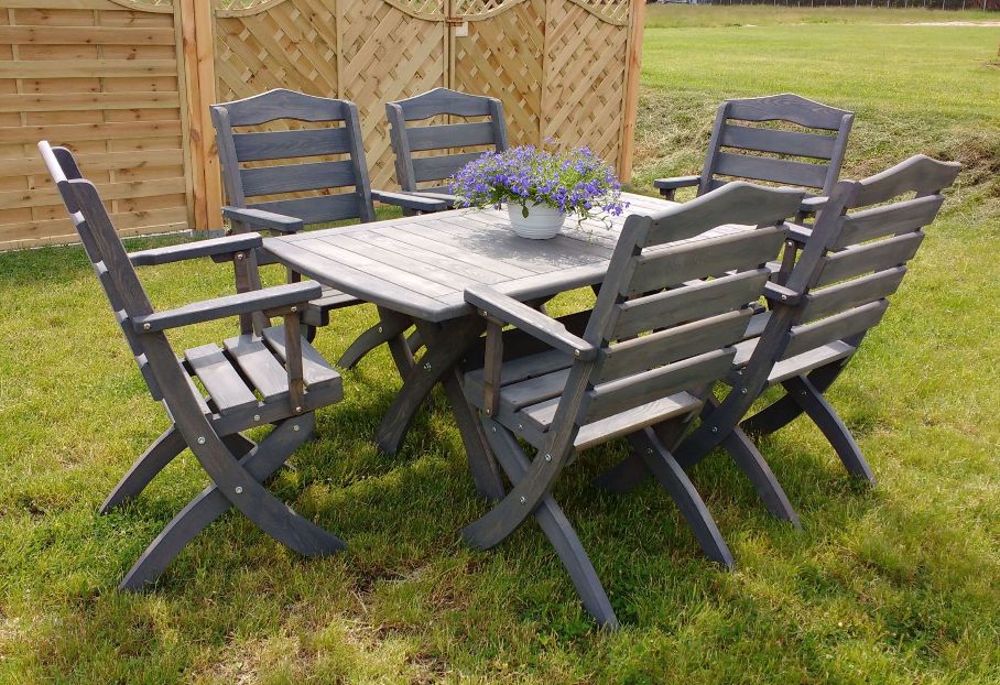Meble ogrodowe drewniane tarasowe składane komplet typ T