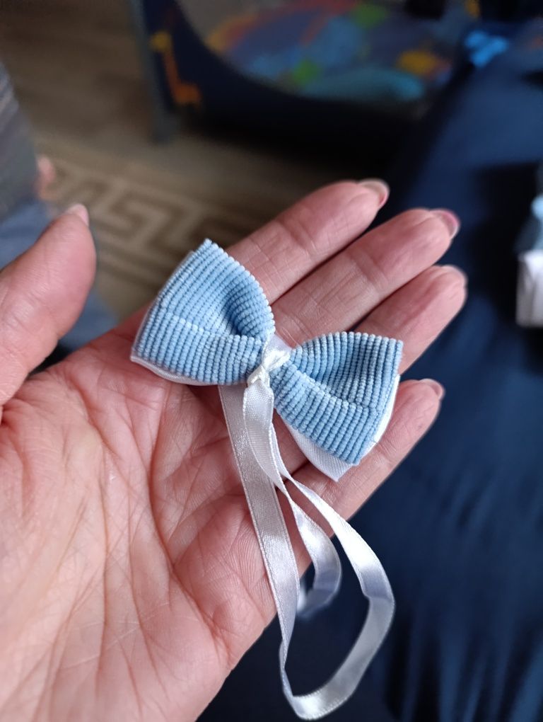 Niebieskie błękitne ubranko do chrztu, garniturek zestaw dla chłopca