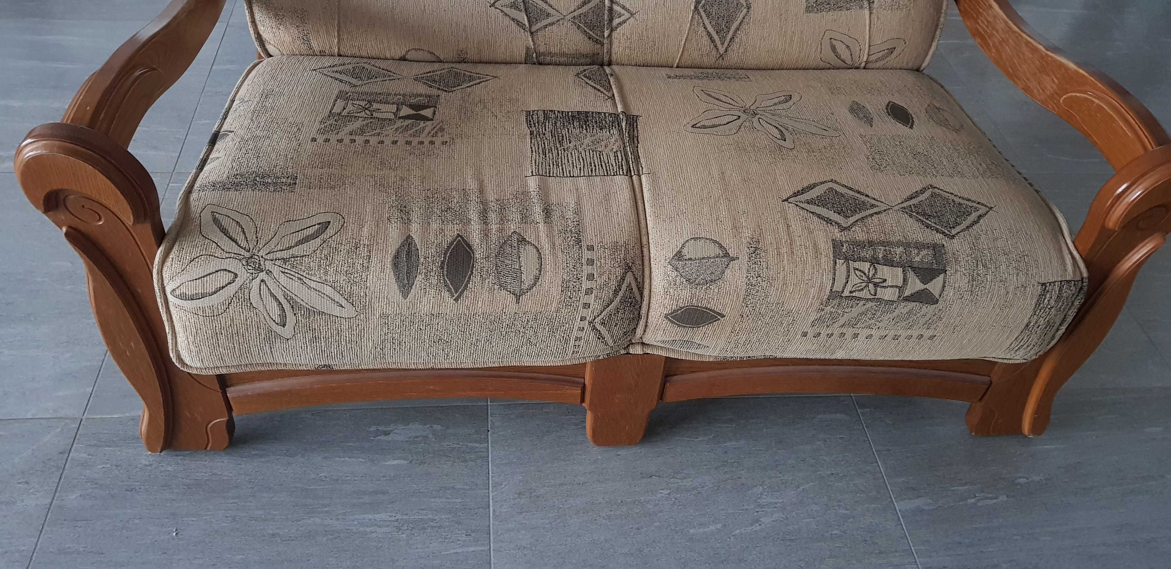 Stylowa sofa 2 osobowa drewno dąb