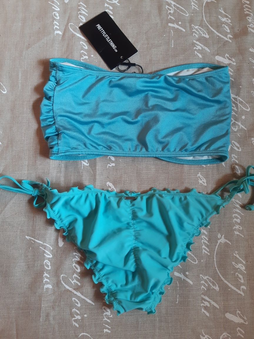 Nowy niebieski kostium kąpielowy dwuczęściowy bikini 36 S