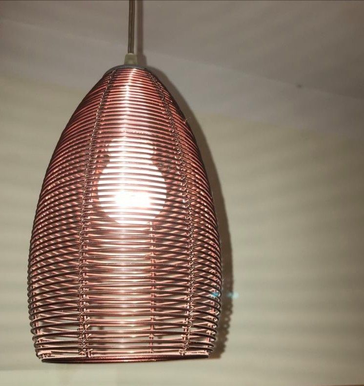 Lampa wiszaca druciana pręty antyczna miedz