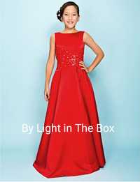 Вечірня атласна червона довга сукня р. 36-38 пог 38 см