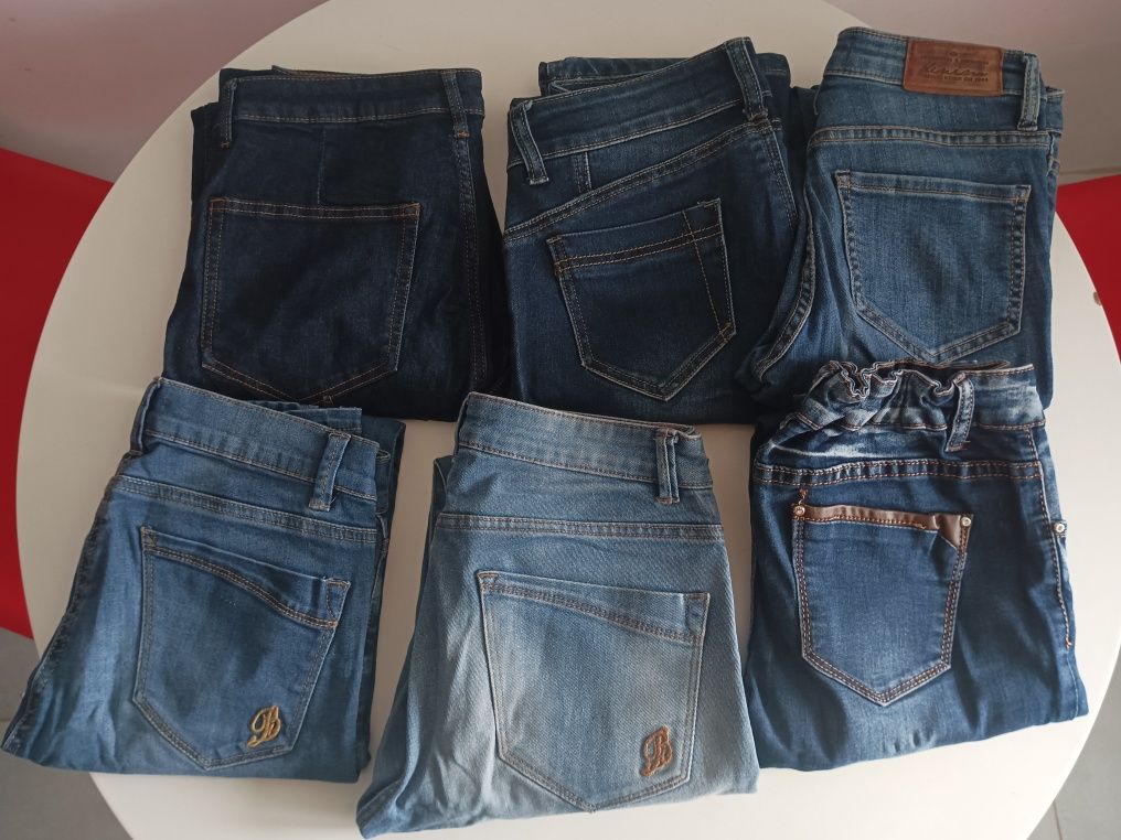 Paczka 6 spodni zestaw jeansów 34/36 XS/S