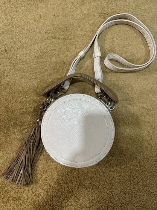 Шкіряна жіноча кругла сумка Bagpack
