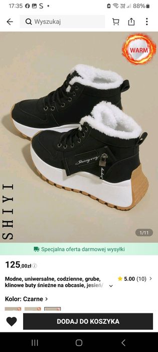 Buty zimowe, botki, śniegowce koturn 36, 37 Wkładka 23,5