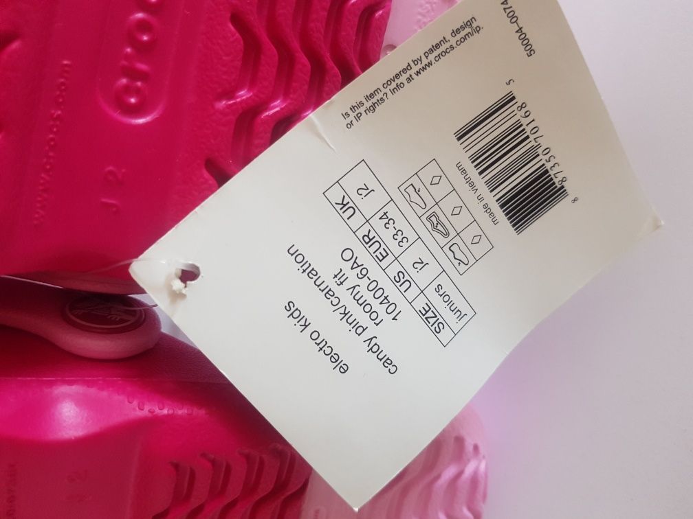 Crocs crocsy nowe różowe J2 klapki chodaki junior 33 34