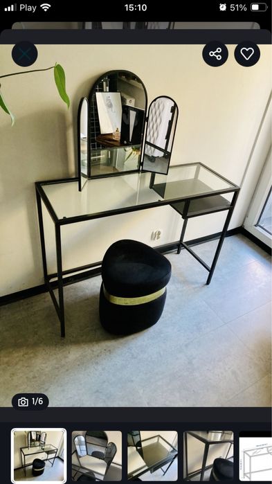 Toaletka konsola biurko stolik szklany jak nowy