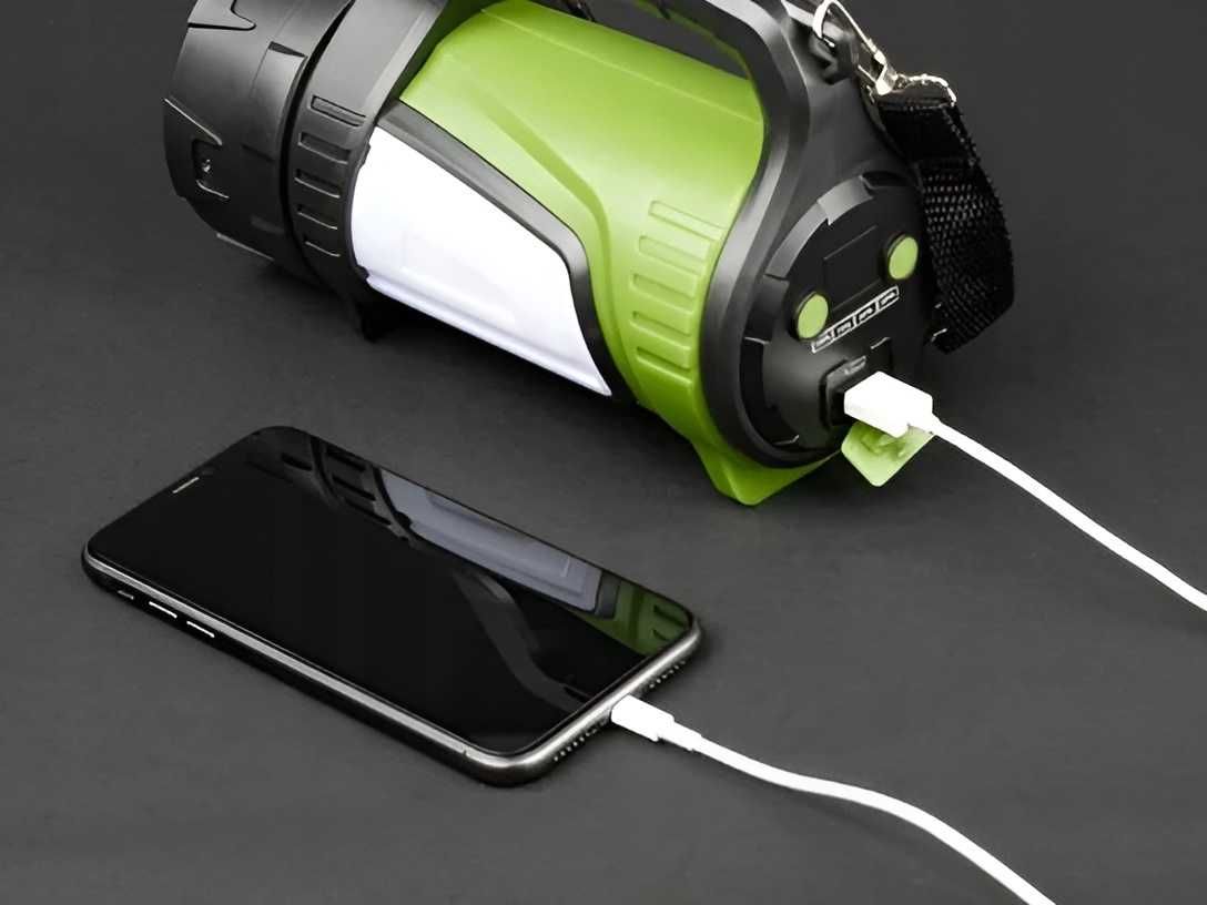 ZESTAW Latarka akumulatorowa szperacz LED mocna powerbank oświetlenie