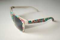 Okulary przeciwsłoneczne damskie QUIKSILVER UV 400 białe z kwiatami