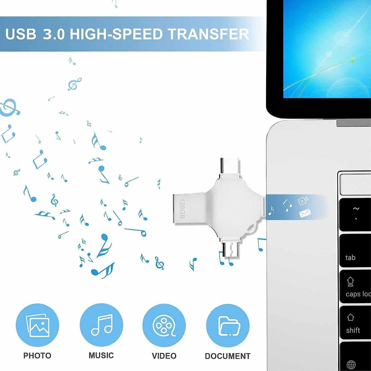 128 GB 4 w 1 pamięć USB 3.0 typ C/Micro/iOS/Android SPP124