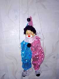 Фарфоровая кукла марионетка клоун винтажная подвесная коллекционнаякук