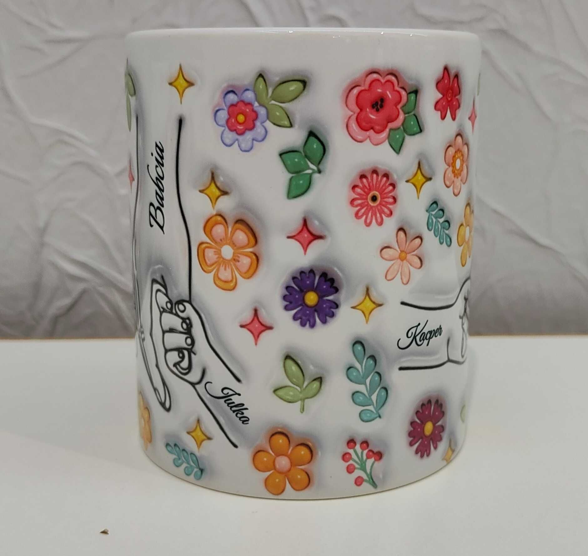 Kubek Dzień Babci i Dziadka 330ml dłonie babci/dziadka i 1-13 wnuków