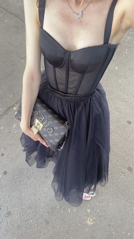 Платье выпускное новое черное фатин 2024 prom dress тренд красивое