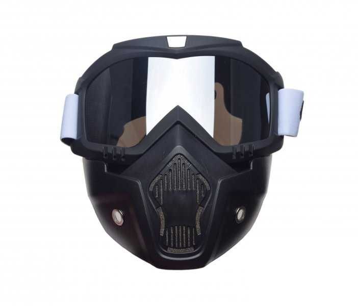 NOWY!!! GOGLE Z MASKĄ Szyba Srebrna Paintball, gry zespołowe