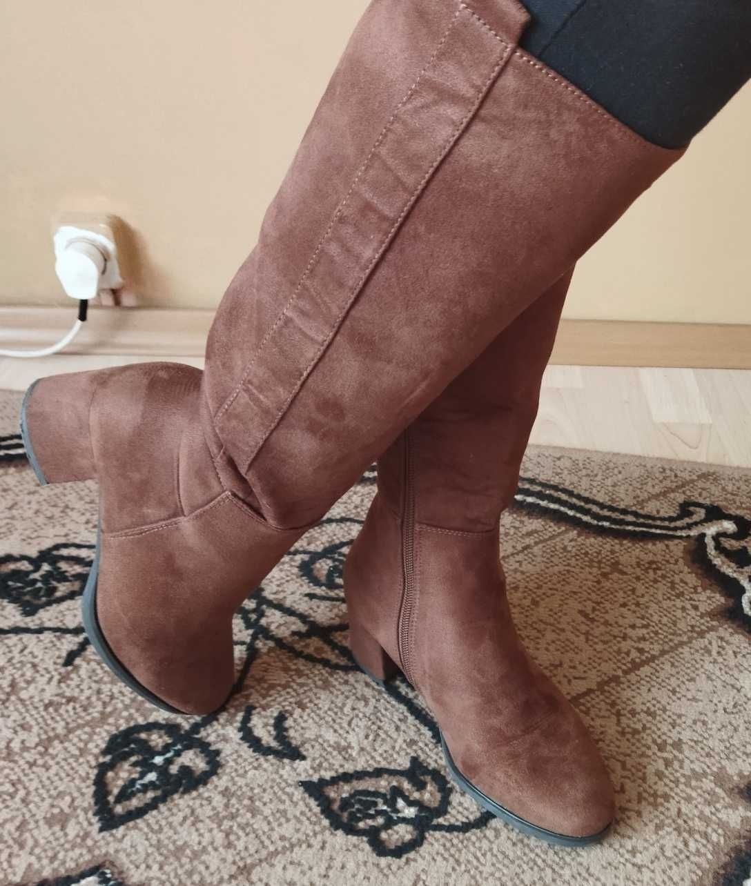 Buty Kozaki 38  (37) brązowo rude dwa razy użyte