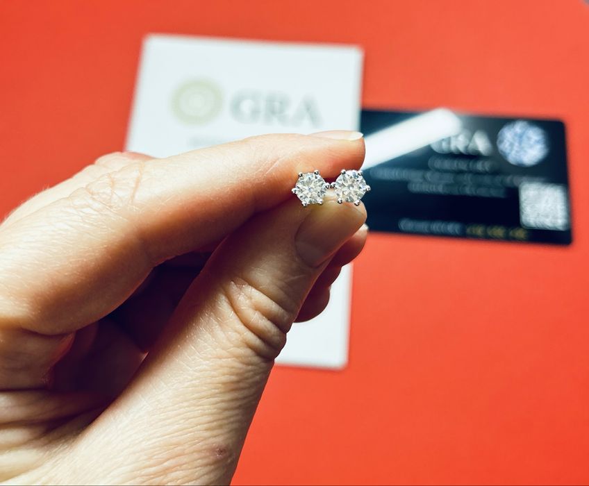 Сучасні стильні сережки з діамантами муасанітами 0,5 карат на гвитнах