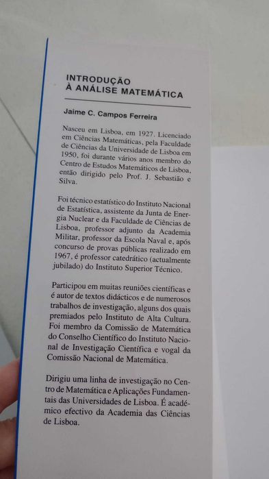 Introdução à Análise Matemática – J. Campos Ferreira