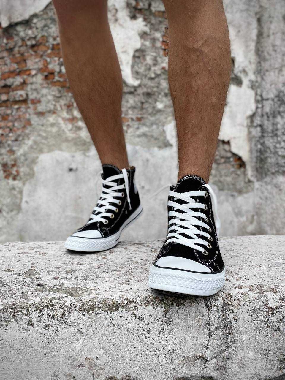 Converse All Star Конверси чорно-білі високі чоловічі 36-44