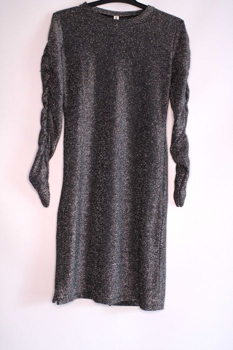 Brokatowa srebrna sukienka S/M New Collection
