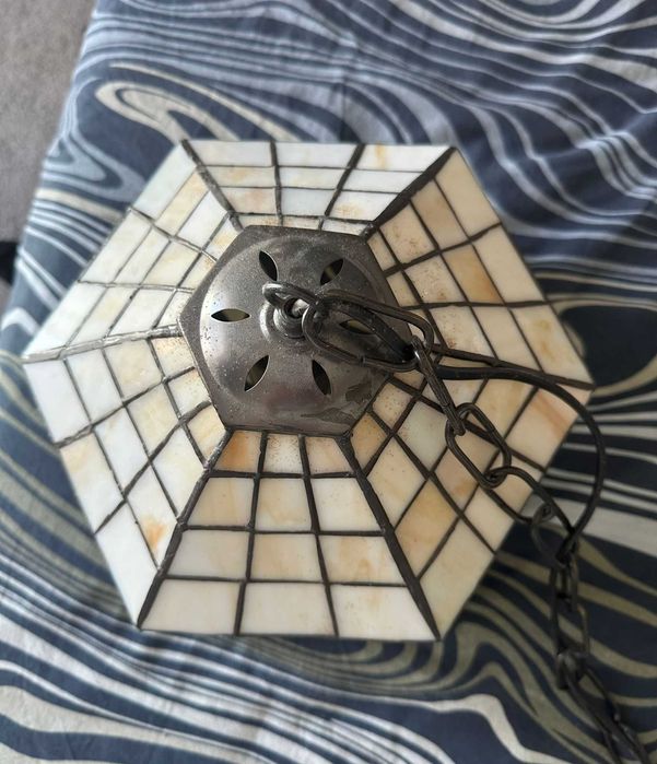 Candeeiro de Teto Estilo Tiffany em Vidro Colorido