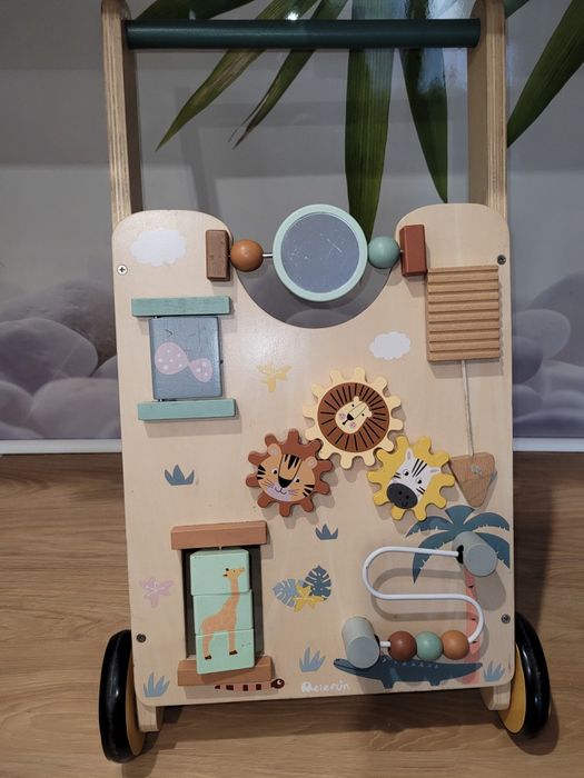 Drewniany pchacz / chodzik + GRATIS książeczka szeleszcząca i piłeczka