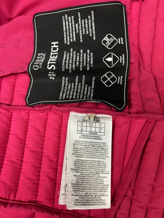 Guess kurtka pikowana ramoneska przeciwdeszczowa pink flo neon xs S 34