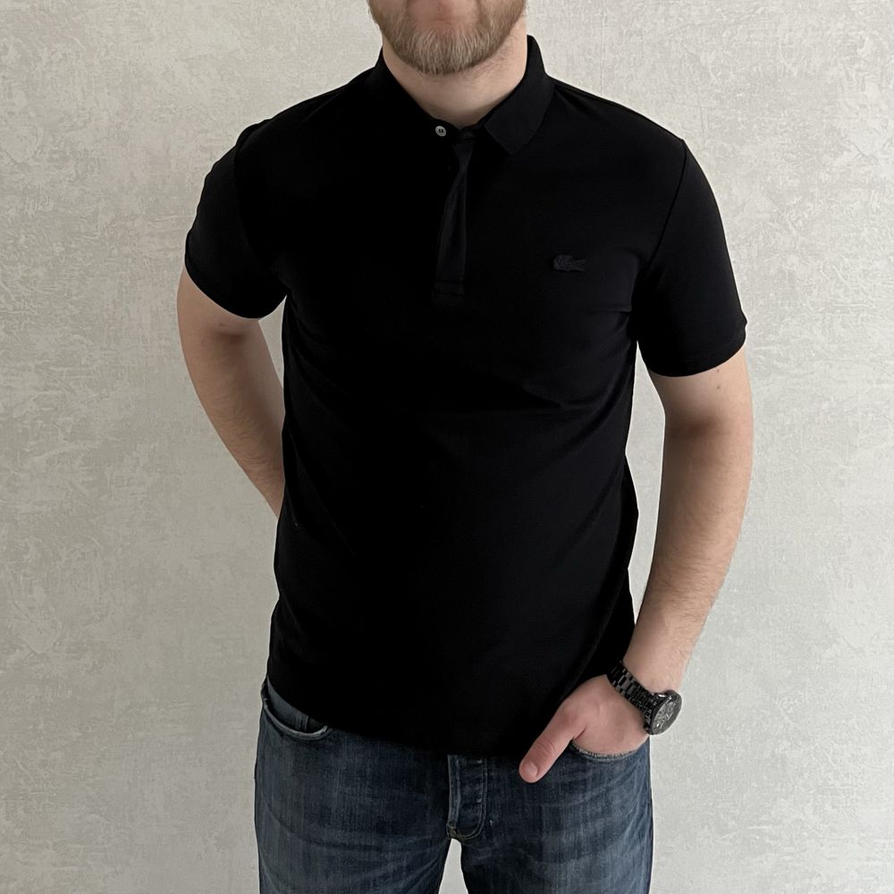 Нова чорна футболка, поло Lacoste, M, L, XL