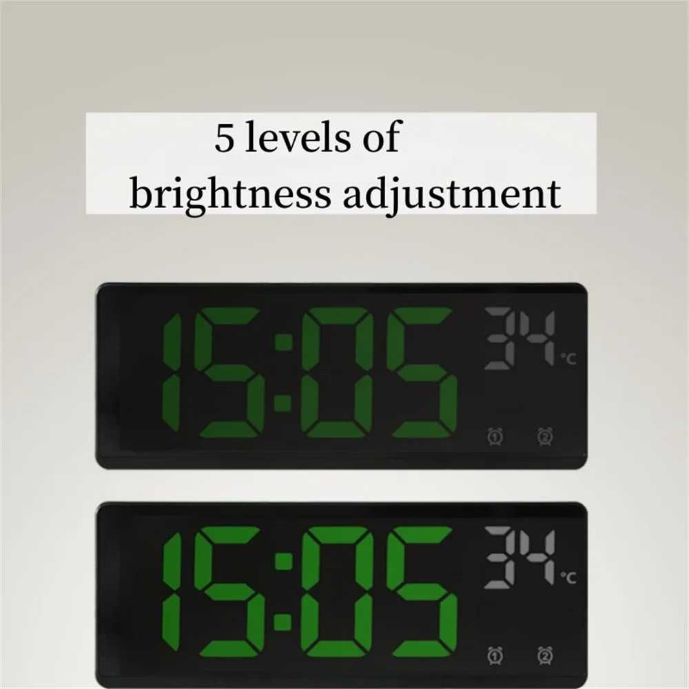 Електронний Led настільний годинник DS-6631  чорний, зелені цифри
