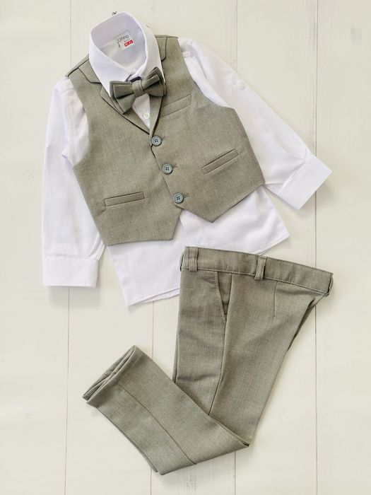 Garnitur chlopięcy koszula spodnie kamizelka szelki r. 122