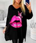 Bluzka plus size Tunika asymetryczna 50/52/54/56 usta