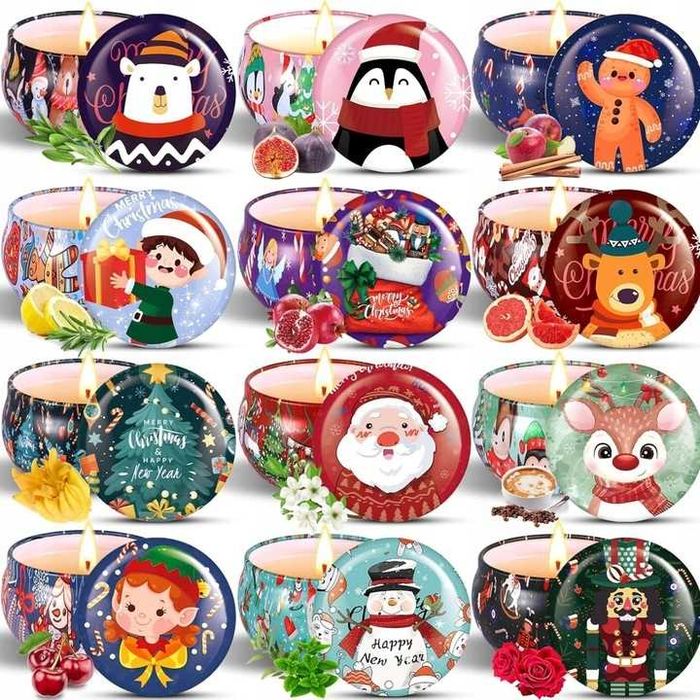 Świeczki Zapachowe Sojowe Naturalne Świąteczne Zestaw Prezentowy 12 sz