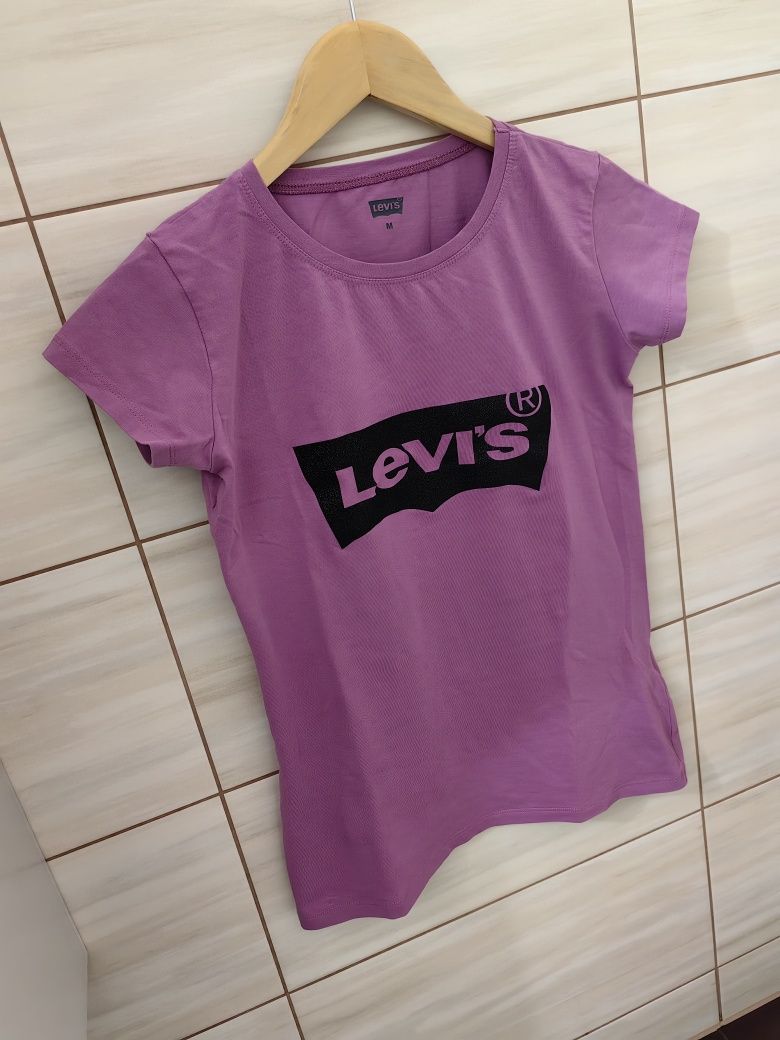 Bawełniany liliowy t-shirt Levis M