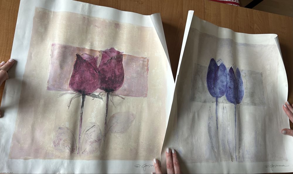 Zestaw plakatow ilustracji grafik tulipany kwiaty