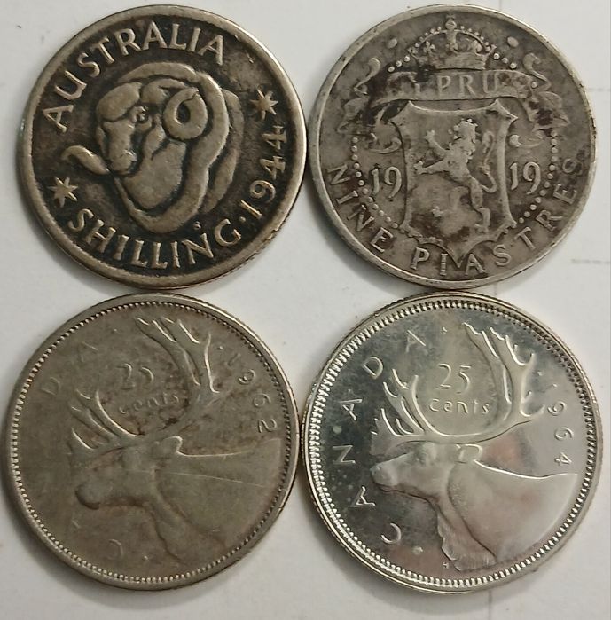 Moedas antigas prata