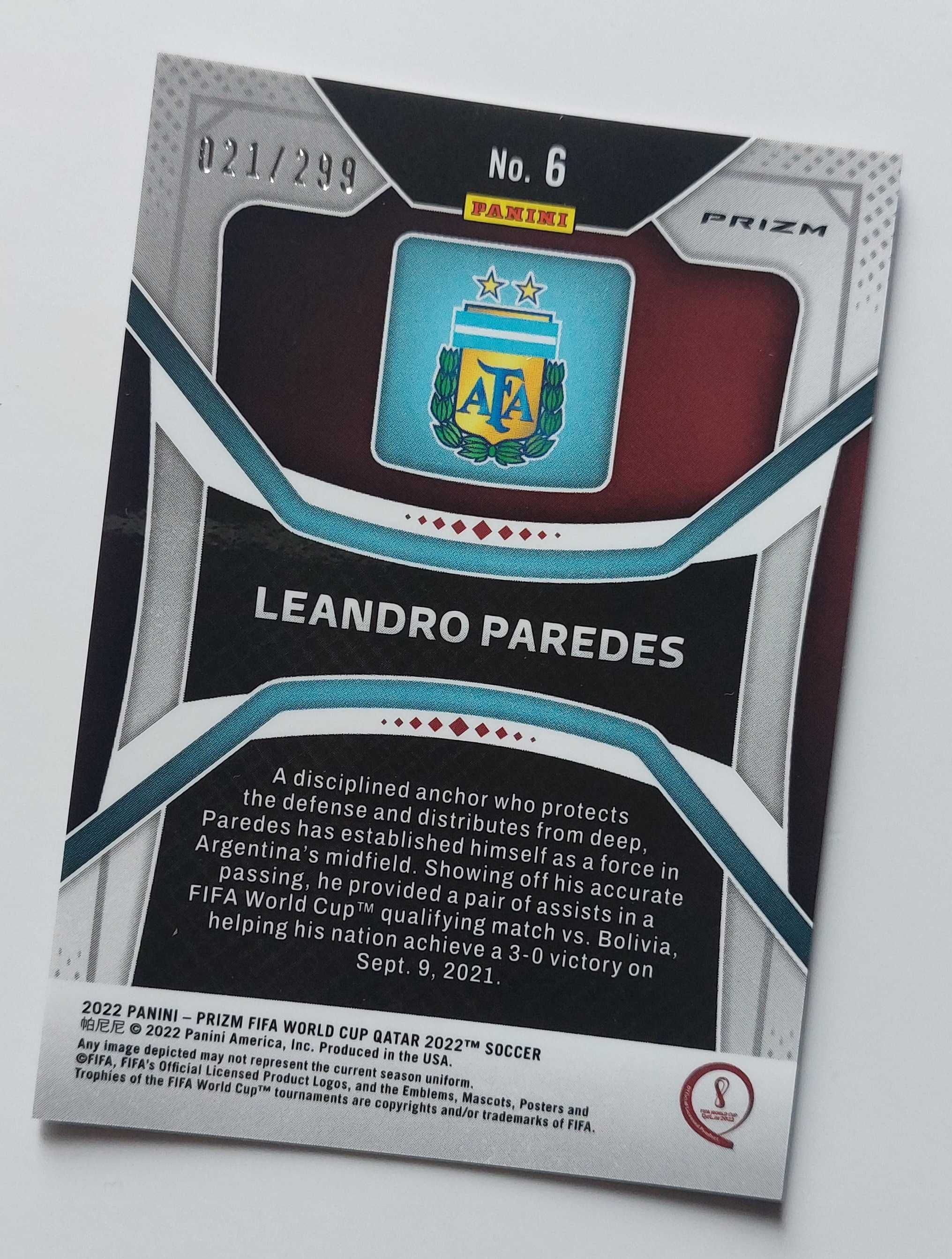 World Cup 2022 Prizm Leandro Paredes #6 Blue /299