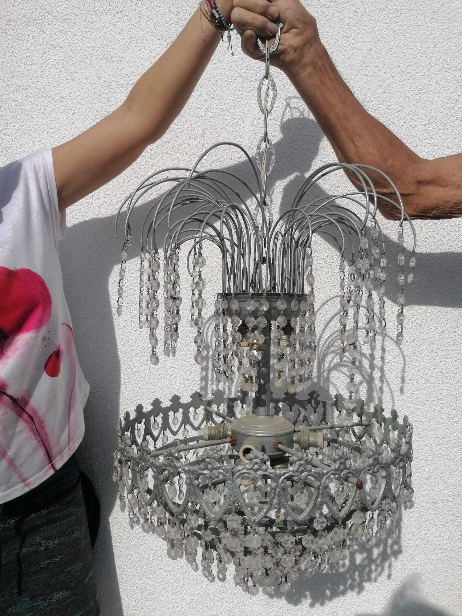 Candeeiro teto antigo (Lustre cristal)
