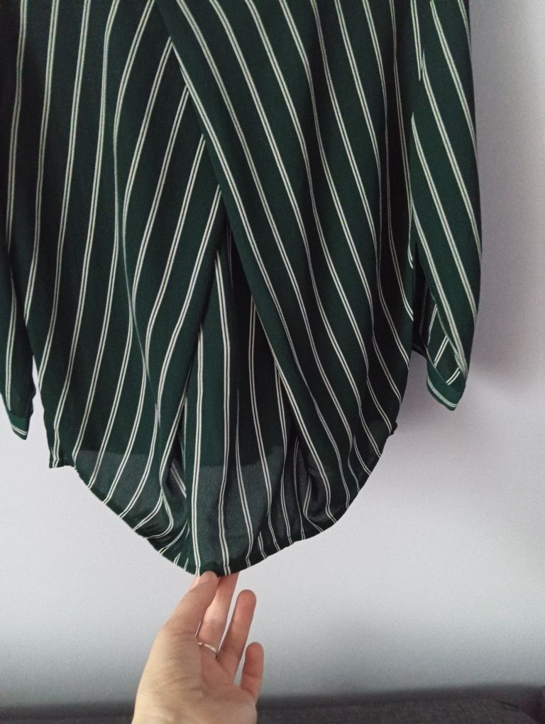 Koszula damska S M paski MONKI krótsze rękawy elegancka wizytowa