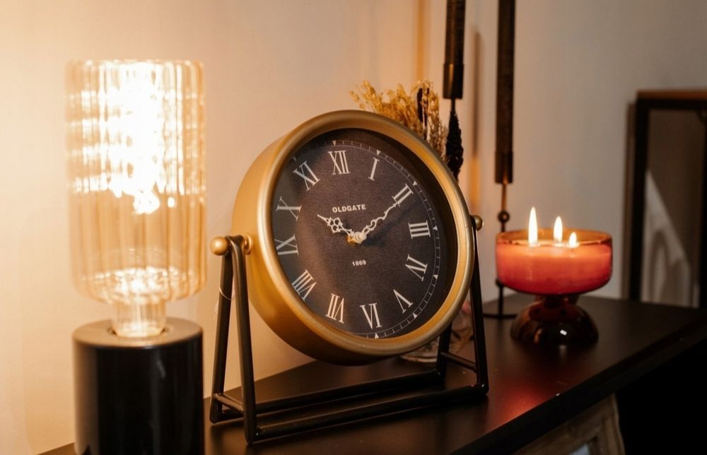 Nowy złoty zegar stołowy 27 cm