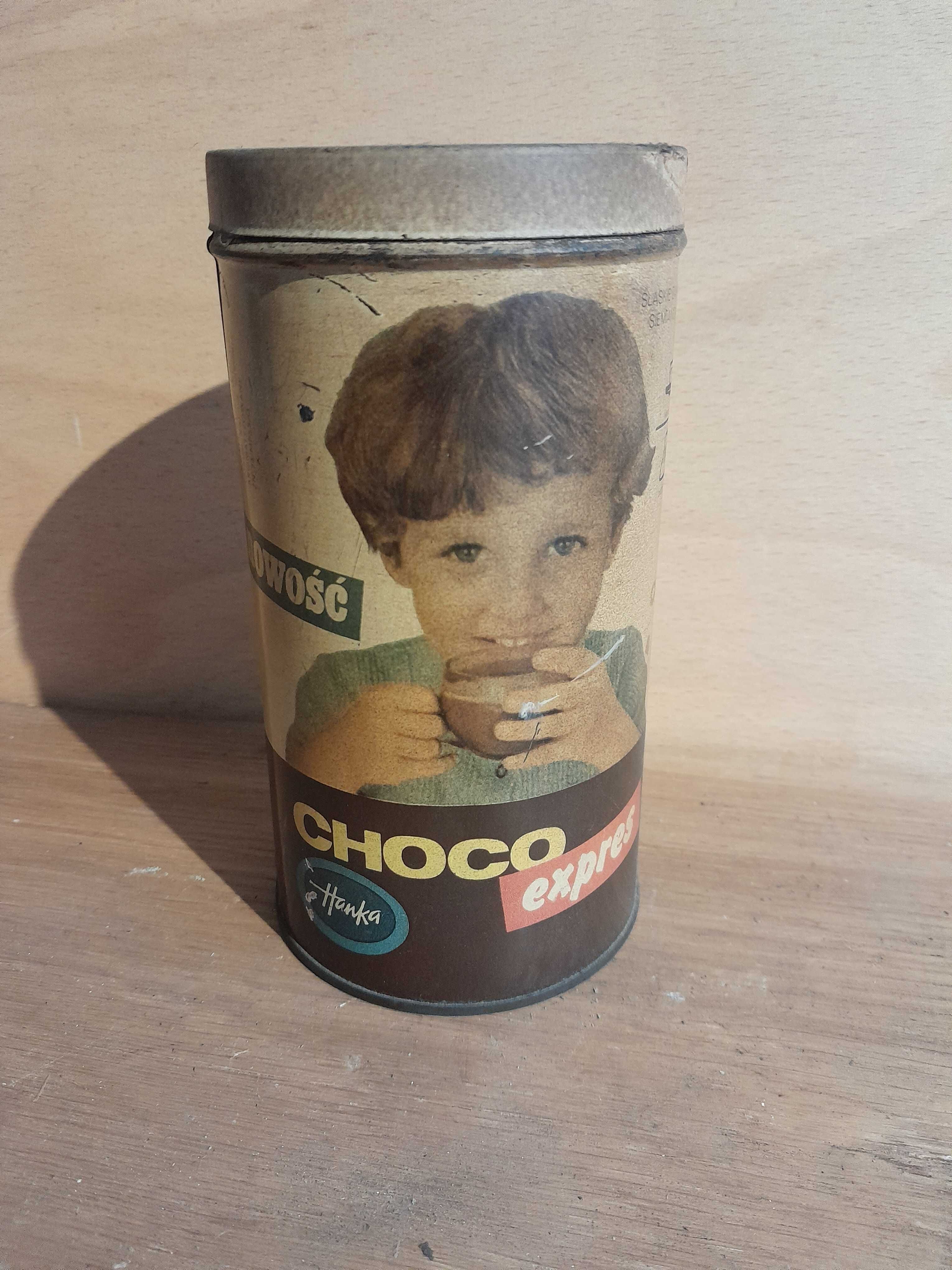 Stara puszka z kakao Choco Expres Hanka zabytek PRL do kolekcji