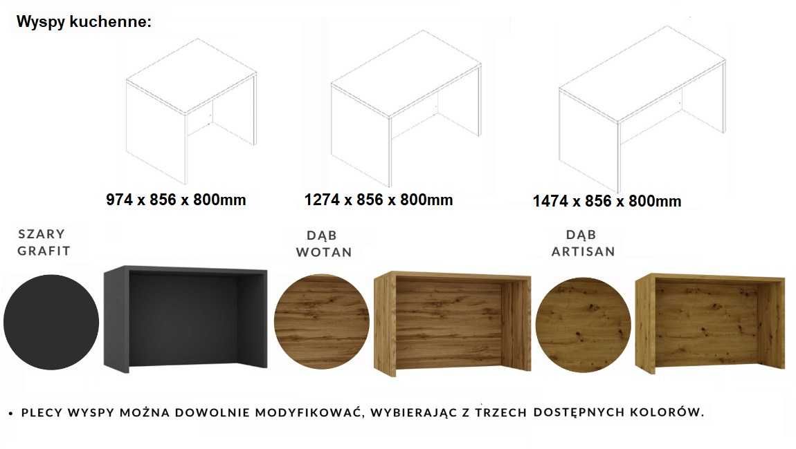 Wyspy kuchenne - 3 rozmiary 147,4/127,4/97,4cm - dostępne od ręki