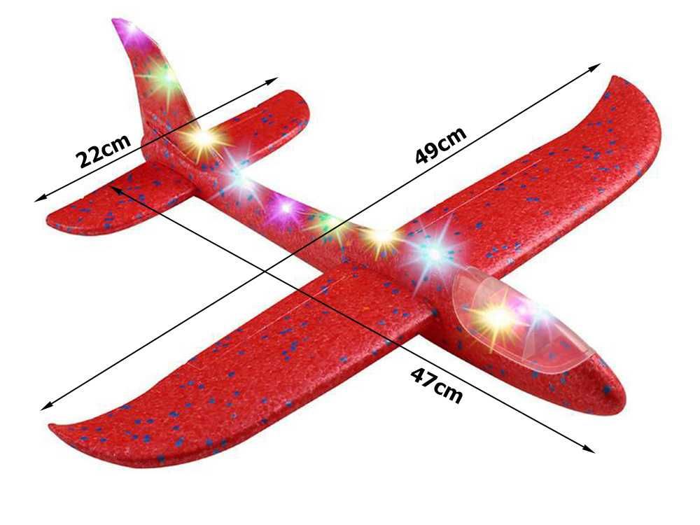 Samolot styropianowy 47cm świecący LED szybowiec rzutka duży
